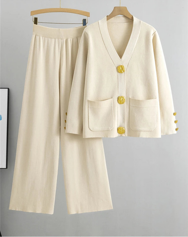 Conjunto Tricot Feminino Elegante - Calça + Suéter Celina