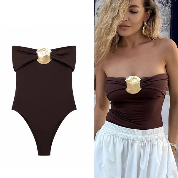 Body Feminino Elegante Ombro a Ombro Moderna Gisa