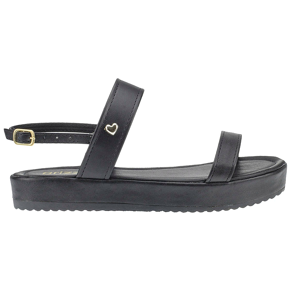 Sandália Feminina Preta Flatform Confortável Moderna Giza